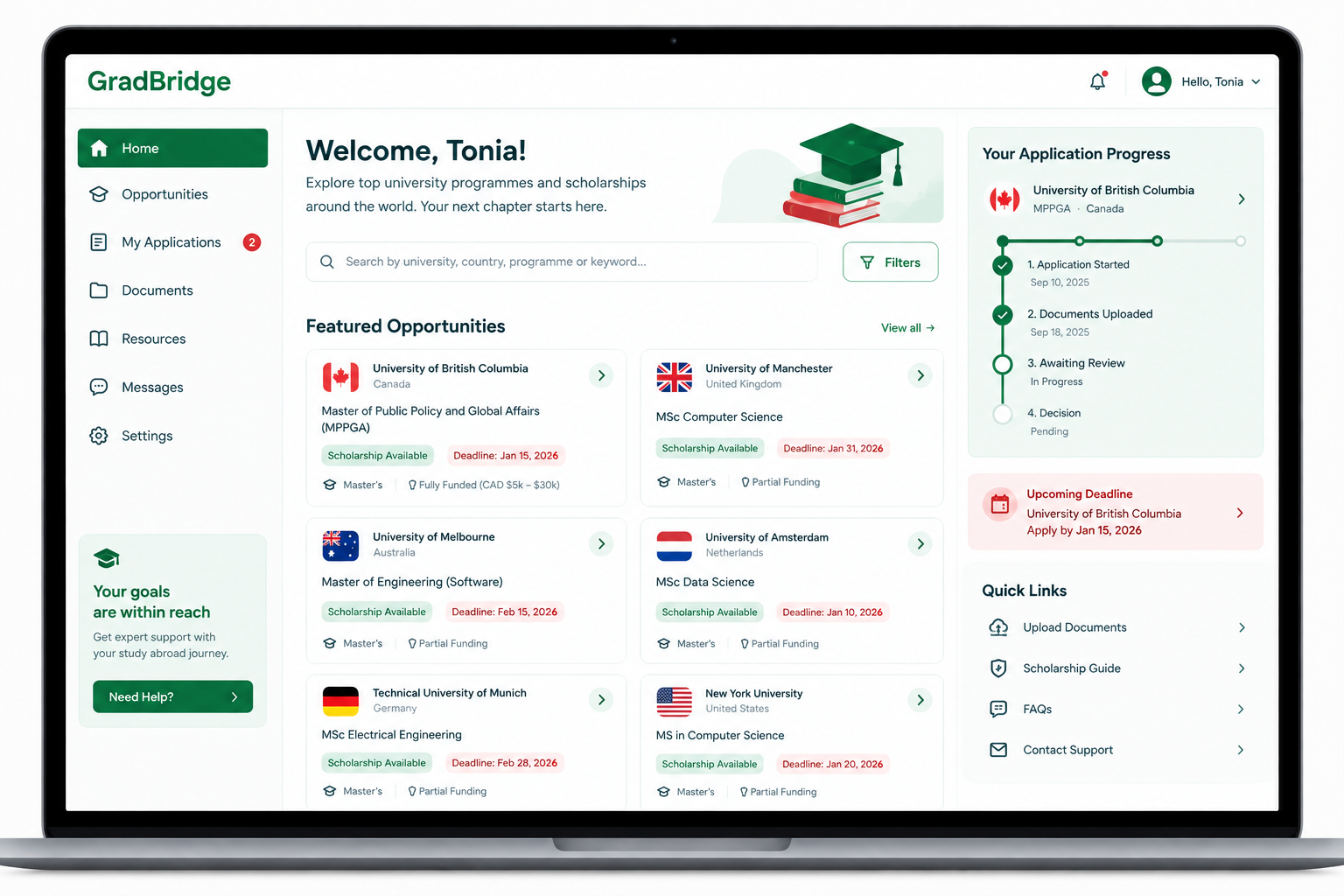GradBridge app preview